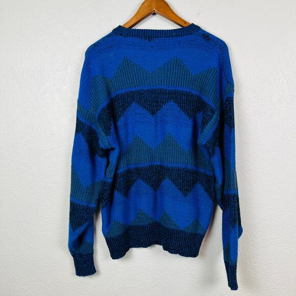 Vintage Michael Herald Sweater Crewneck Blue Long Sleeve - L - Picture 3 of 5
